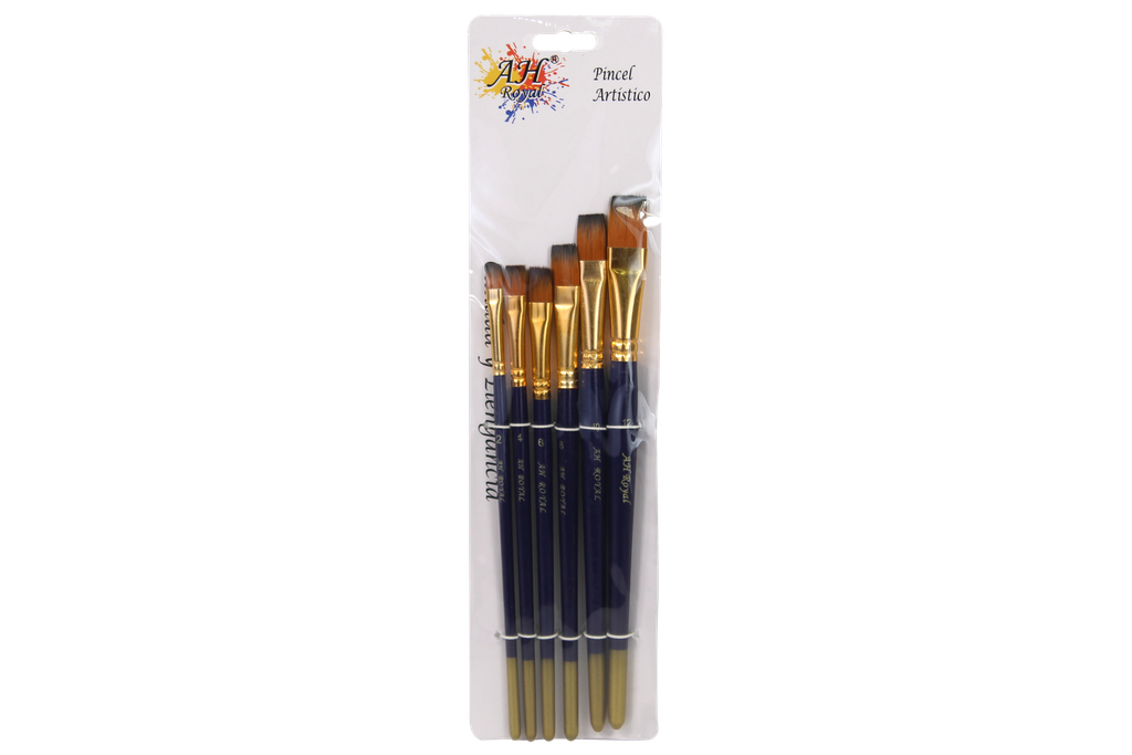 PINCEL AH ROYAL JUEGO ANGULAR SURTIDO No.2,4,6,8,10,12 DISPLAY X10 [PAC20052-1519]