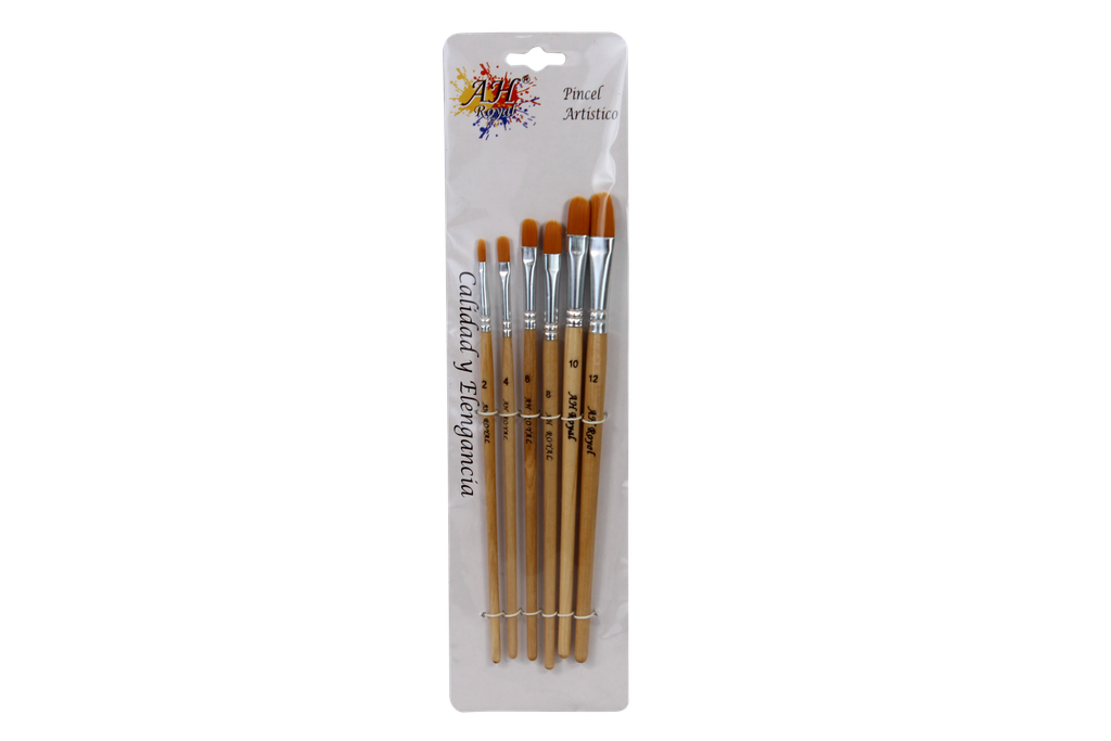PINCEL AH ROYAL JUEGO LENGUA DE GATO X6 MADERA DPLE X10 [PAC200