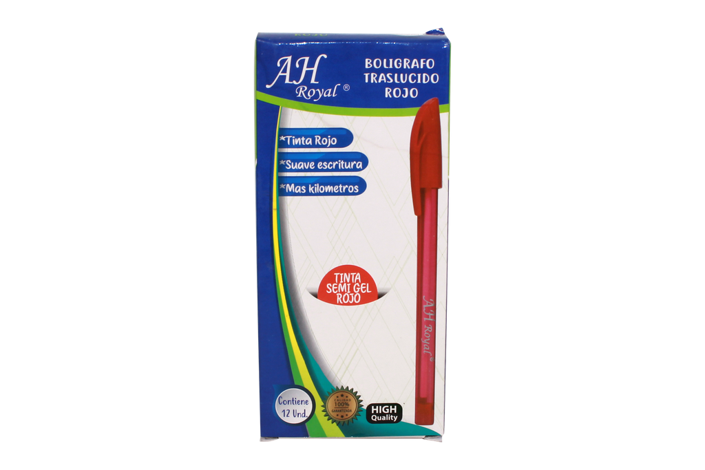 BOLIGRAFO AH ROYAL  CRISTAL SEMI GEL ROJO CAJA X 240 DPS  (DISPLAY X 12UND)- [PAC70631-4190]