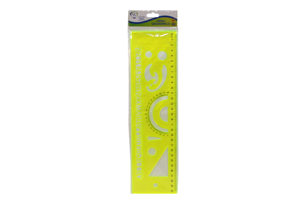 REGLA AH ROYAL LETRAS 30 CMS FIGURAS GEOMETRICAS CAJA X 720 UND [PAC2142]