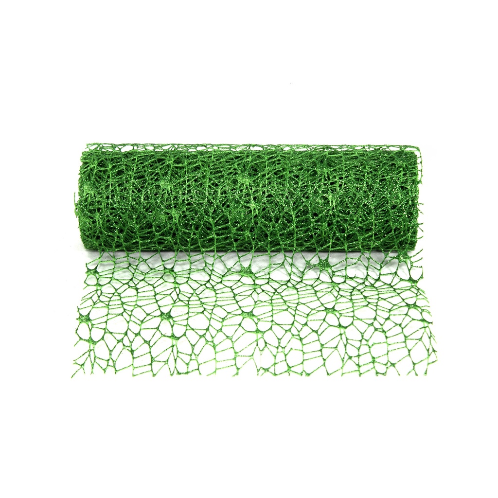 MALLA DE NAVIDAD CON POLVO VERDE NAVIDAD CAJA X 120 UND [PAC2628]