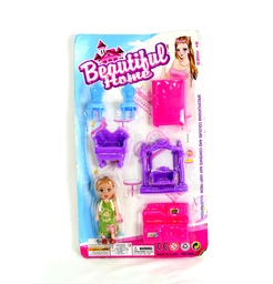 [JU8267] JUEGO DE CASA CON MUÑECA BEBE Y TOCADOR [959]