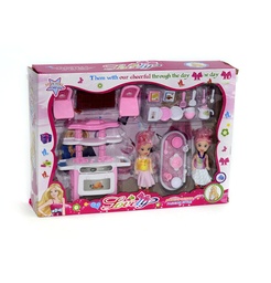 [JU4655] COCINA CON ACCESORIOS Y 2 MUÑECAS CAJA X 60 UNDS  [1100-4]