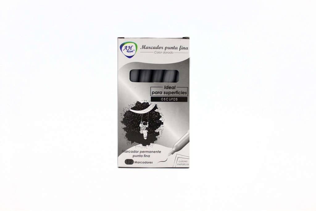 MARCADOR AH ROYAL METALICO PLATA  DELGADO-PACAX144 (DISPLAY X12UNDS) [PAC90020-1124]
